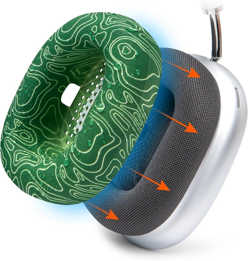 WC SweatZ Max - Patented Protective Earpad Covers for Airpods Max Made by Wicked Cushions | Sweatproof & Easily Washable | Full Earpad Sweat Protection | Emerald Tide - Image 1